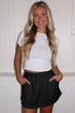 French Terry Drawstring Mini Skort with Pockets